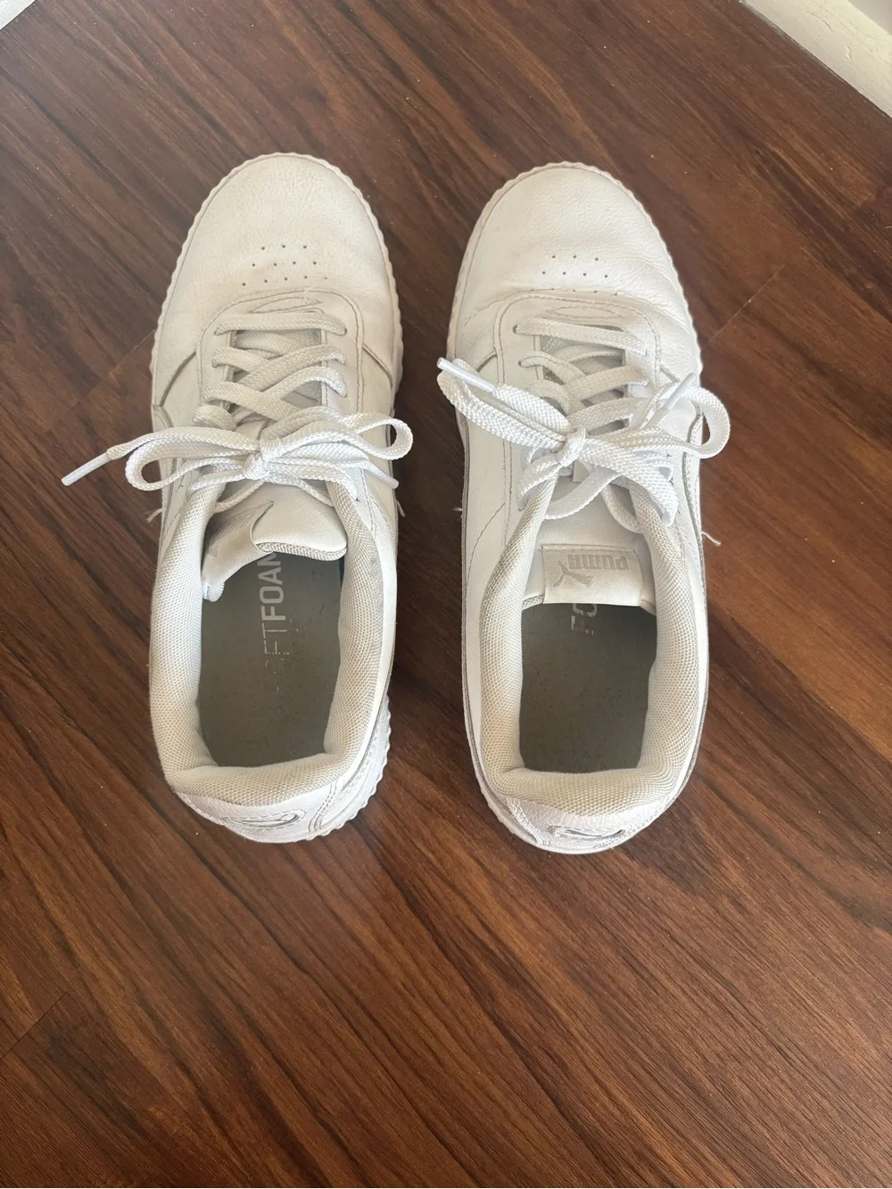 Puma Carina White Leather Platform Sneakers Size 10.5